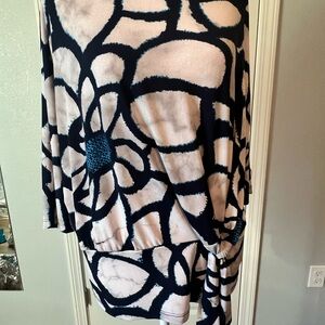 CLARA SUNWOO Navy and Cream Floral Blouse